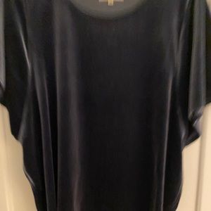 Dark purple velour m-type fabric short sleeve blouse